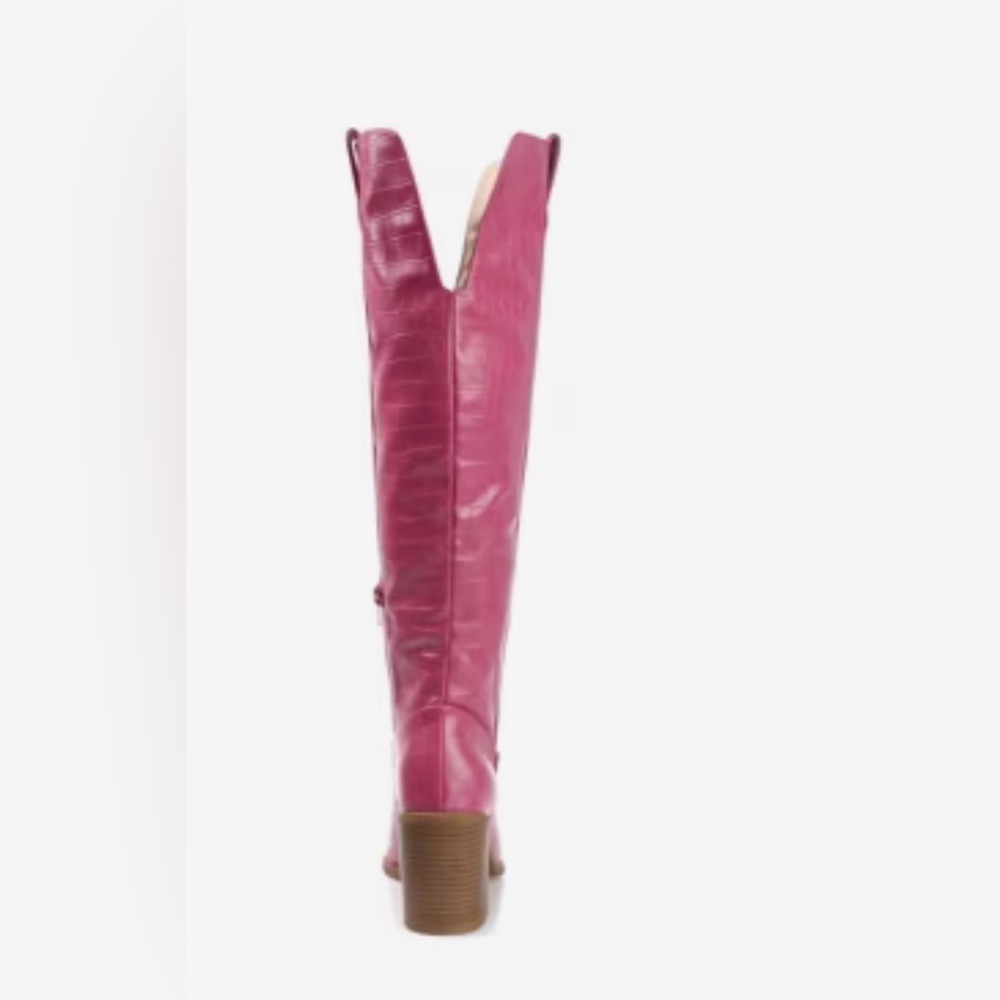 Journey Pink Therese Knee-High Croc-Embossed Boots size 11 wide calf - Picture 5 of 10